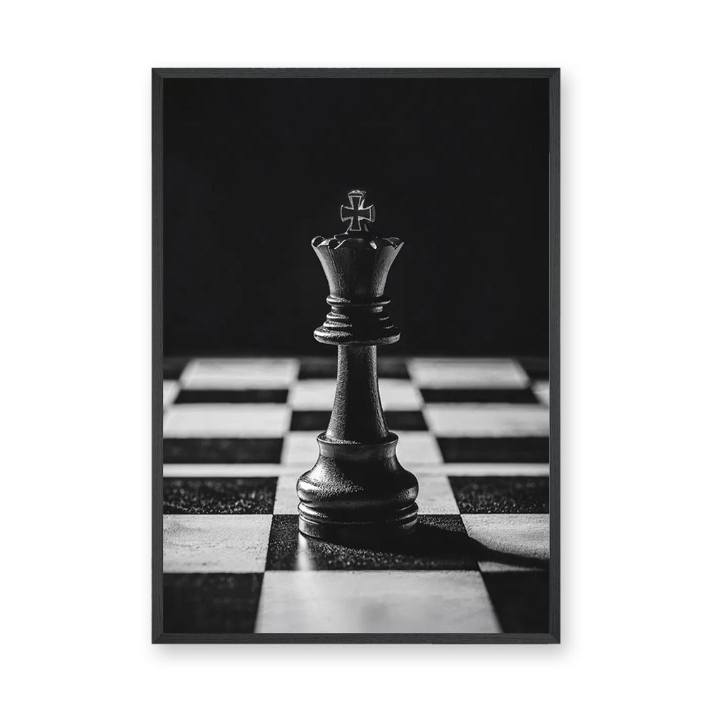 Chess King Modern Minimalist Wall Art – Dramatic Black-and-White Photo