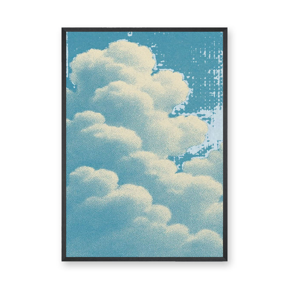 Cloud Sky Vintage Wall Art – Soft Cream Clouds on Blue