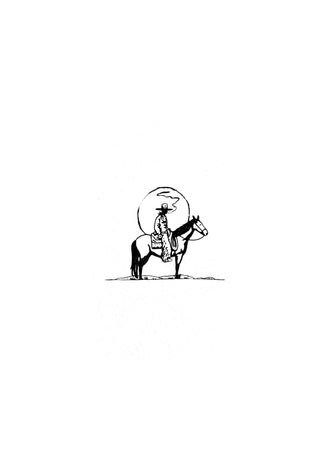 Cowboy Horse Moon Minimalist Wall Art – Vintage Western Line Drawing