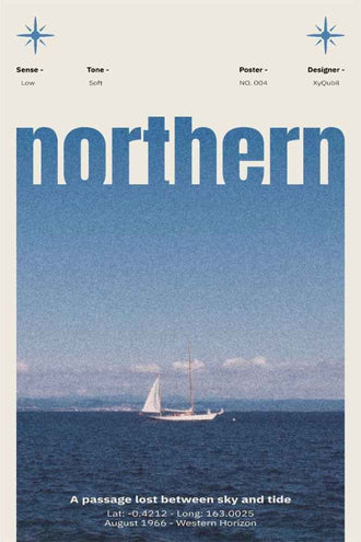 Northern Text Aesthetic Sailboat Décor Poster, Minimal Home Wall Print