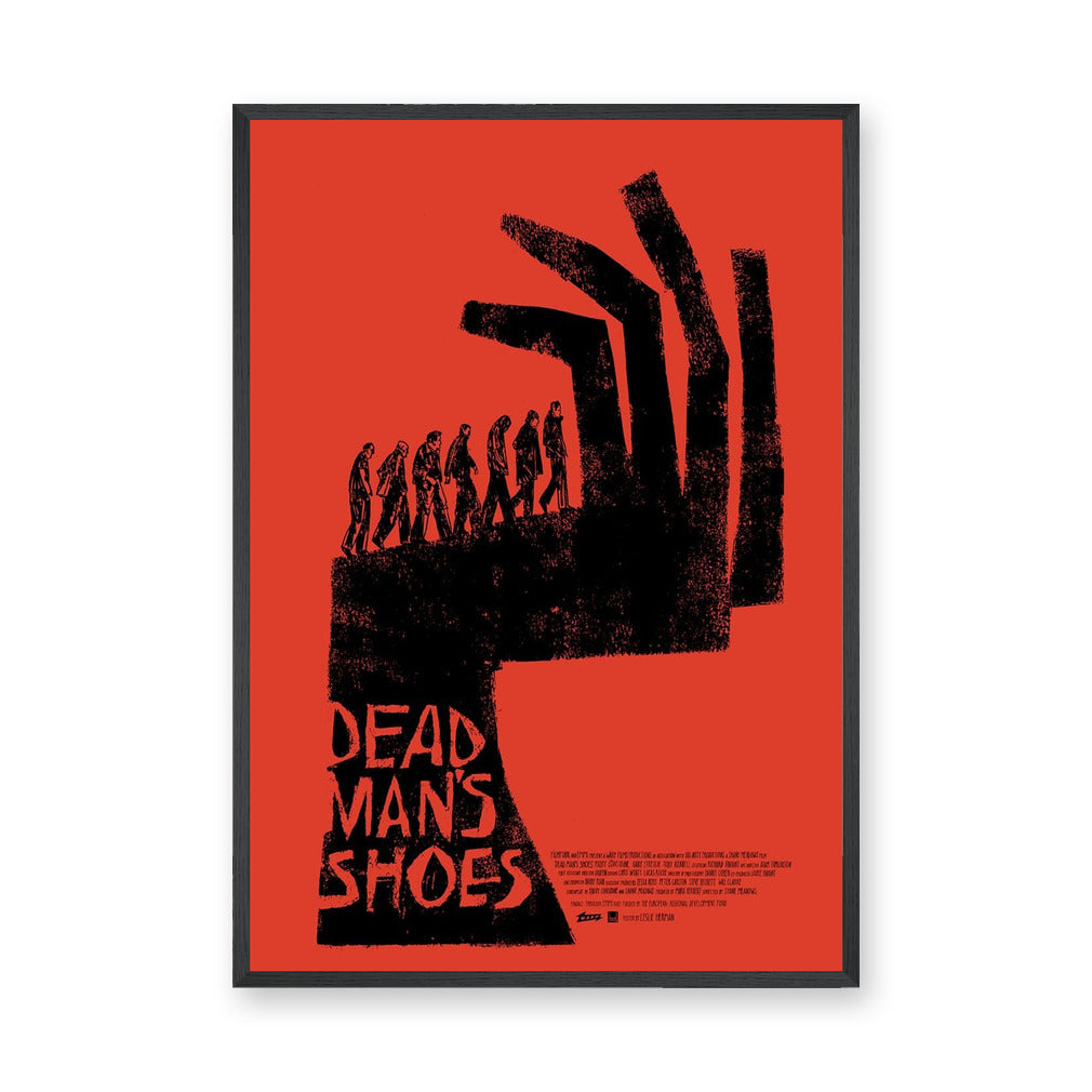 Dead Man's Shoes Movie Typography Wall Art – Red and Black Shoe Print