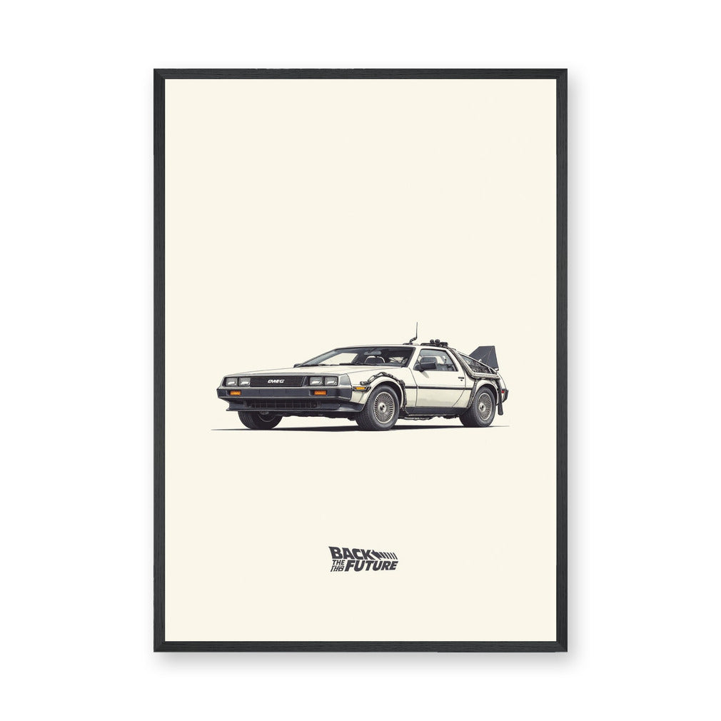 DeLorean Time Machine Retro Wall Art – Minimalist Movie Typography
