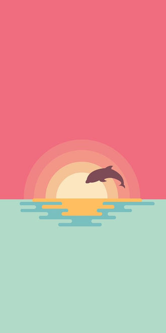 Dolphin Sunset Minimalist Wall Art – Pastel Ocean Animal Print