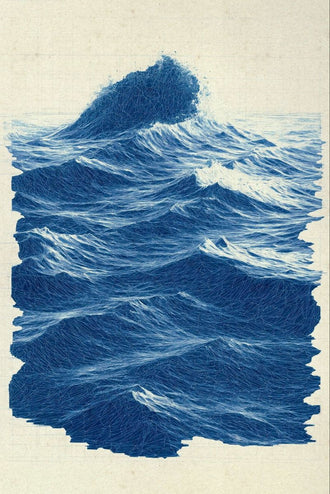 Ocean Waves Aesthetic Wall Print – Panoramic Beach Décor Print, Calming Ocean Canvas Print for Aesthetic Room Decor