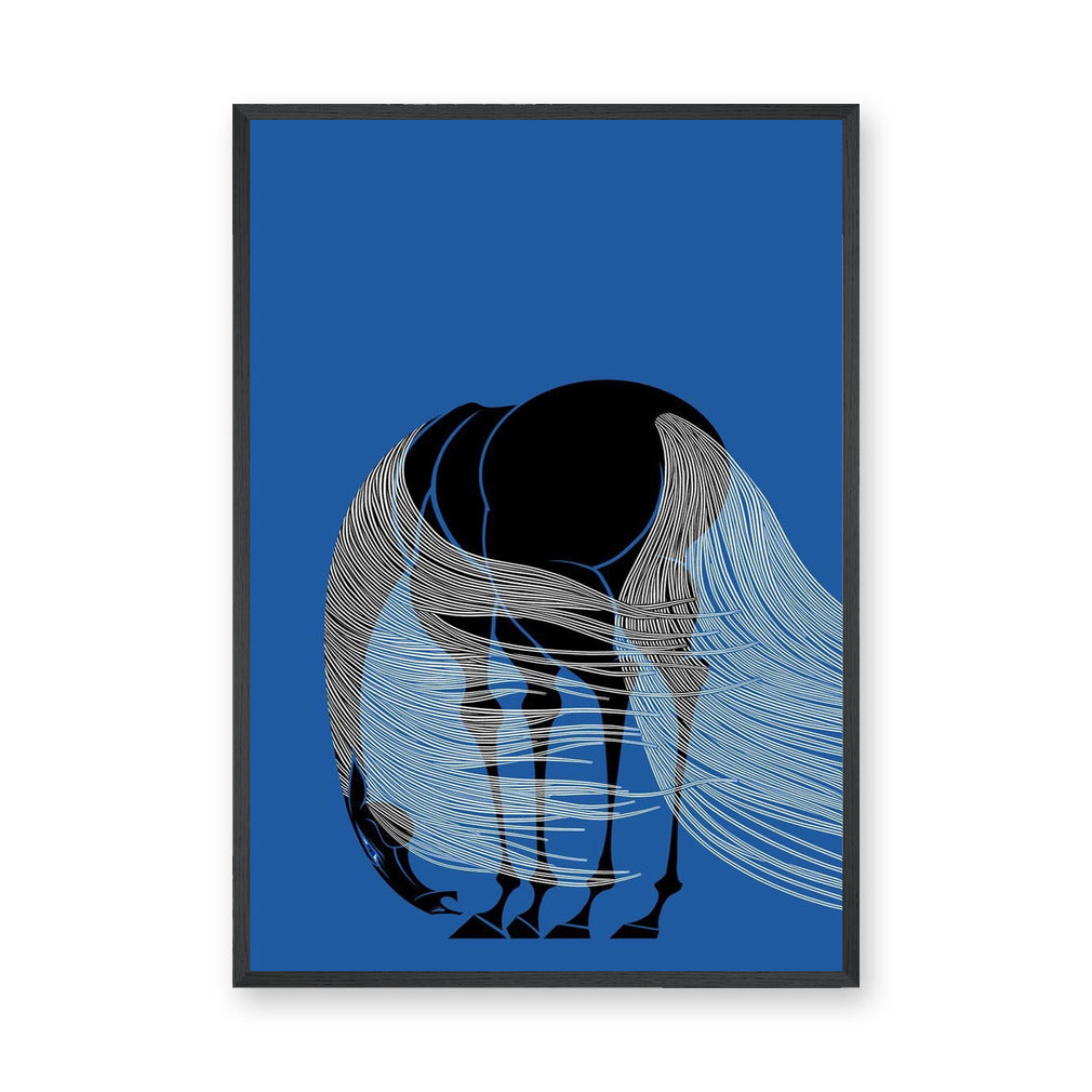 Elephant Modern Line Art Wall Art – Blue Abstract Animal Print