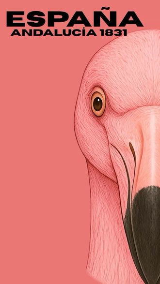 España Flamingo Modern Wall Art – Pink Andalucia Travel Print