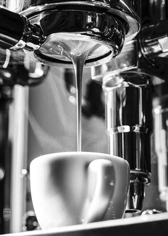 Espresso Modern Minimalist Wall Art – Black and White Coffee Pour