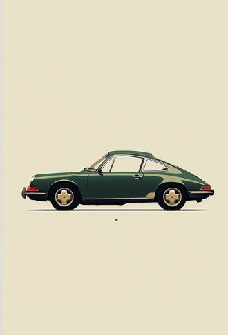 Green Nostalgic Porsche 911 Wall Poster – Retro Luxury Car Wall Décor