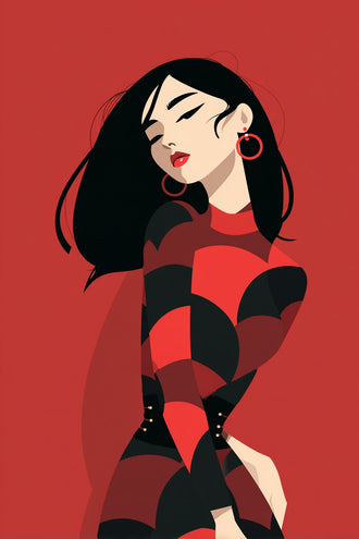 Fashion Portrait Modern Pop-Art Wall Art – Red Woman Graphic Print