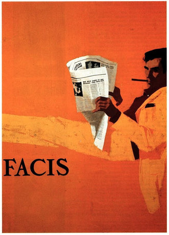 Fashion Typography Vintage Wall Art – Orange FACIS Newspaper Man