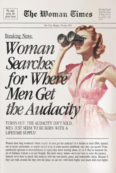 Woman Searches for Where Men Get the Audacity Heritage Quote Wall Poster, Funny Feminist Home Art