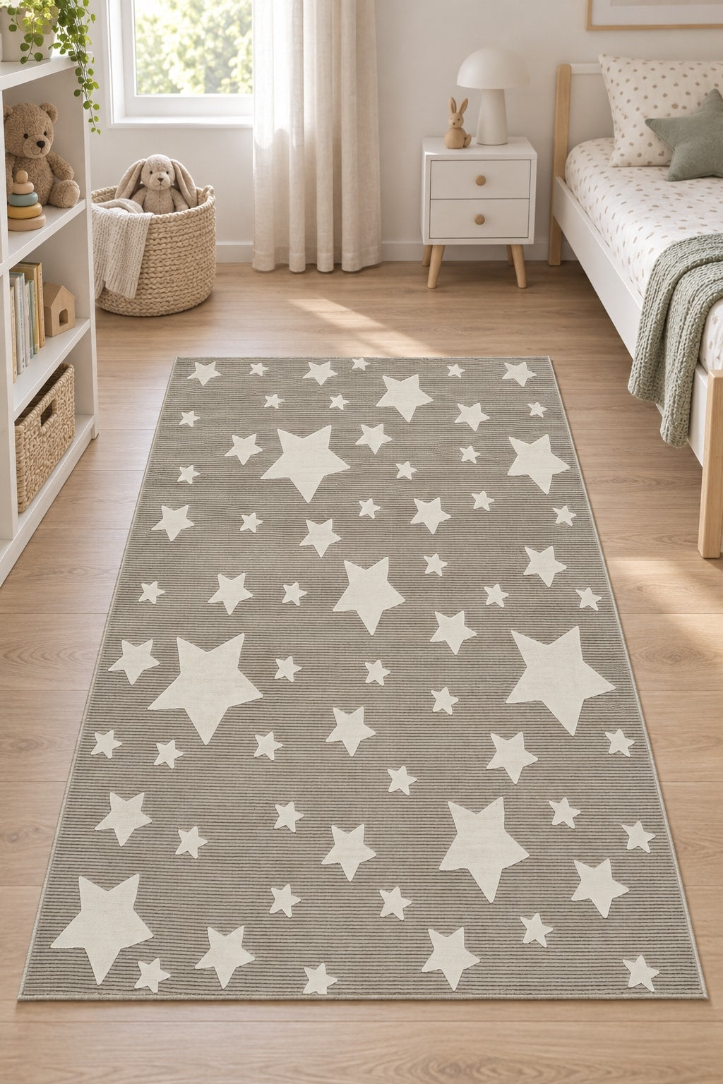 Figural Kids Area Rug – Gray 03 in a nursery