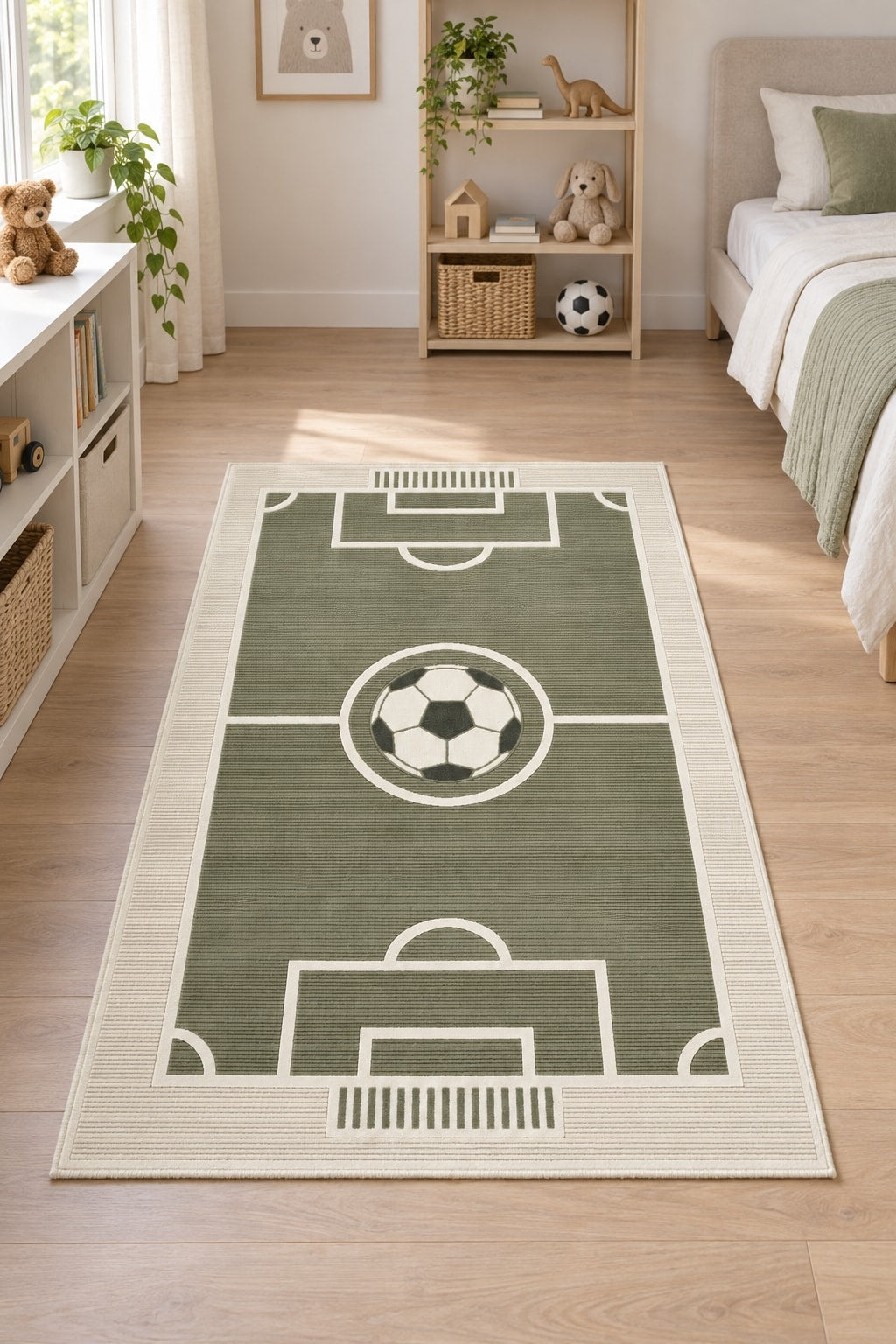 Figural Kids Area Rug – Green in a nursery