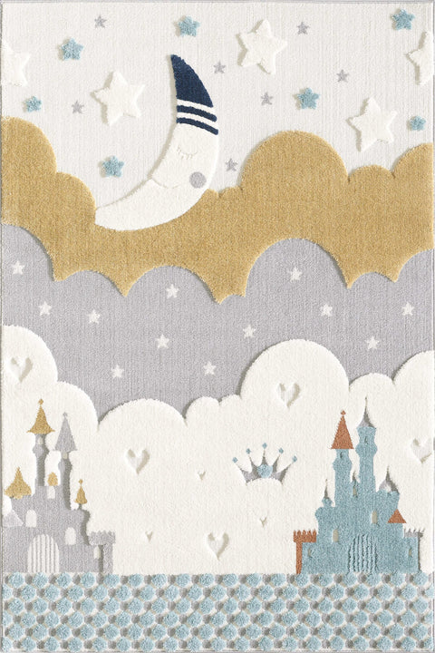 Figural Kids Shag Area Rug – Cream & Gray