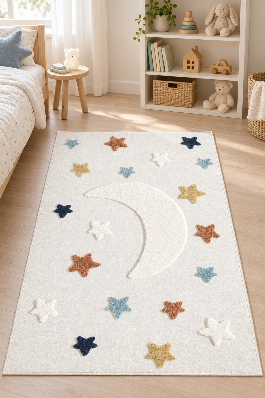 Figural Kids Shag Area Rug – Light Beige in a nursery