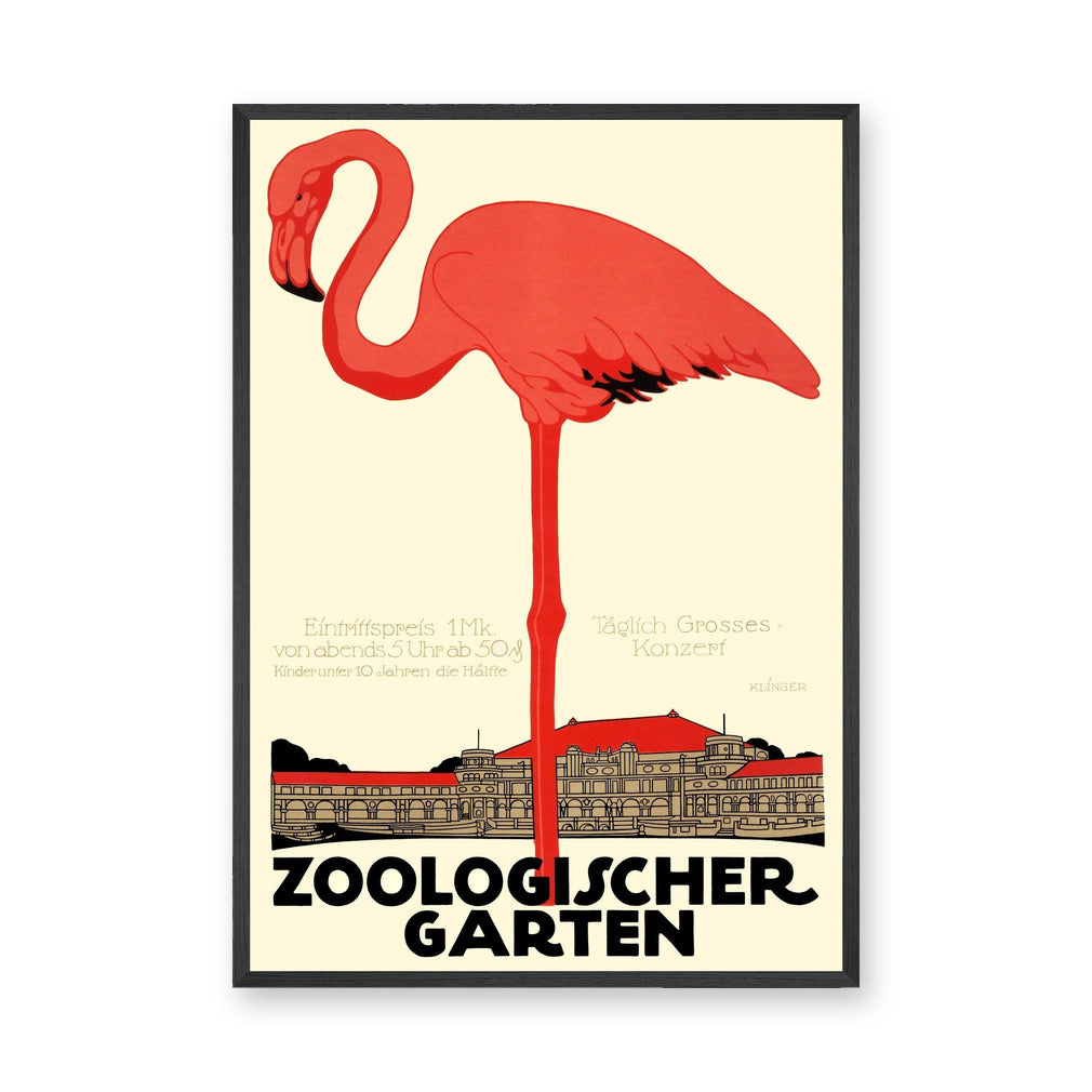 Flamingo Zoo Vintage Wall Art – Zoologischer Garten Print