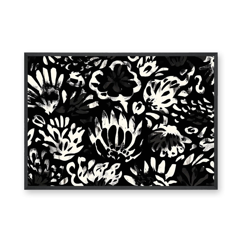 Floral Abstract Wall Art – Bold Black and White Botanical Pattern