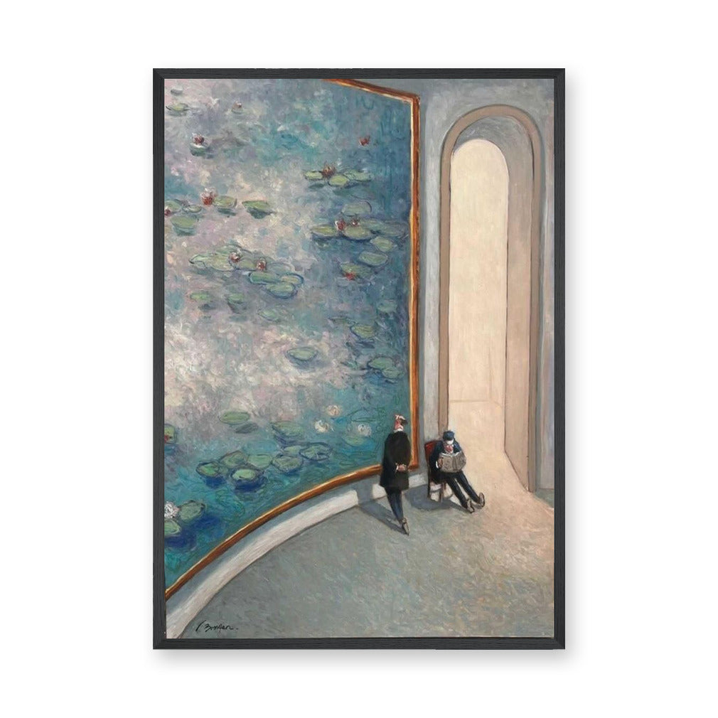 Floral Museum Vintage Wall Art – Curved Gallery Water Lily Scene