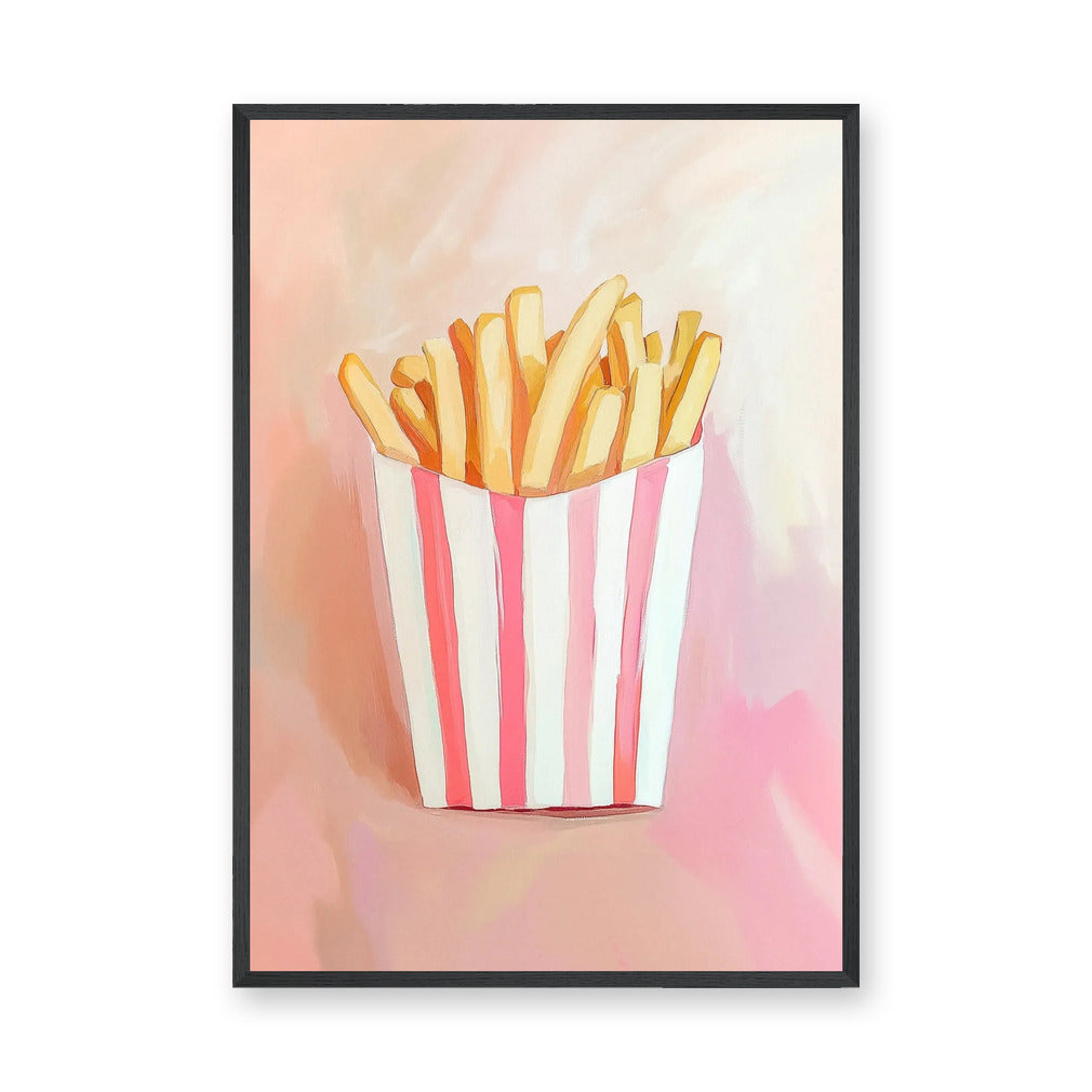 French Fries Pop Art Wall Art – Pink Food Print for Playful Spaces