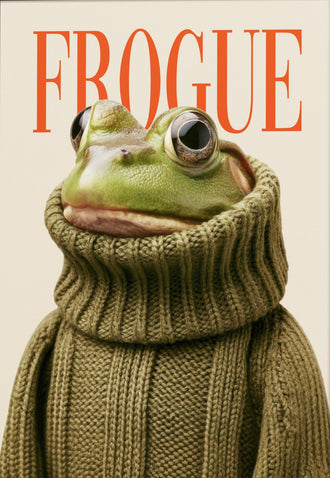 Frog Fashion Typography Wall Art – Green Sweater Cover Print