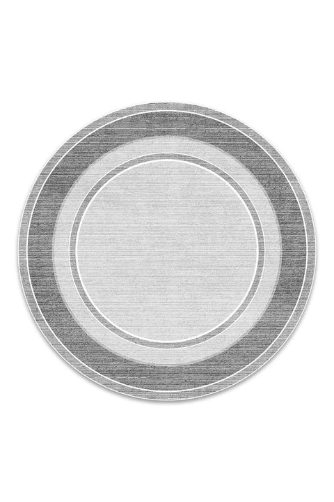 Geometric Printed Round Kitchen Rug – Gray