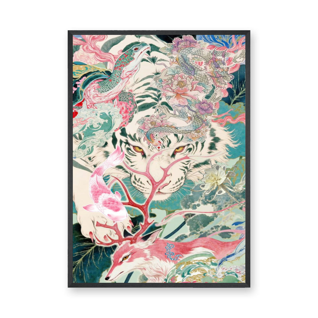 Japanese Tiger Dragon Traditional Wall Art – Mystic Garden Animals