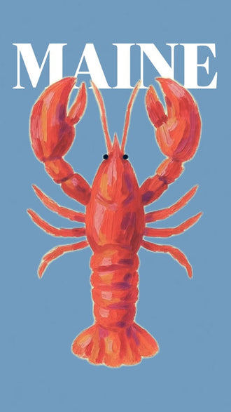 Maine Lobster Coastal Wall Art – Red Lobster on Sky Blue