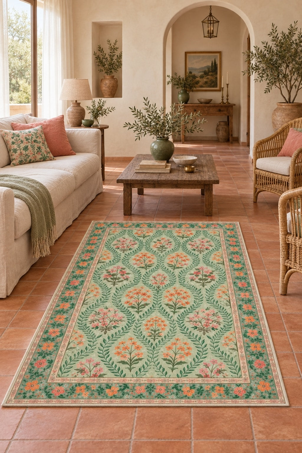 Modern Washable Area Rug in a living room