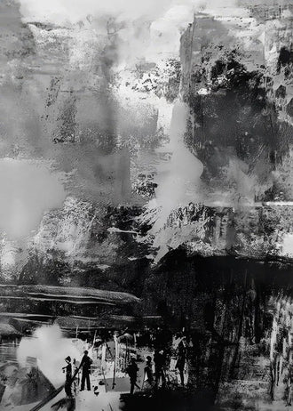 Monochrome Abstract Modern Wall Art – Black and White Urban Scene
