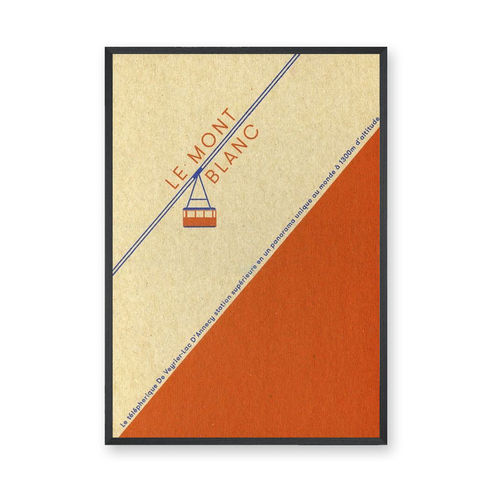 Mont Blanc Vintage Minimalist Wall Art – Le Mont Blanc Cable Car Print