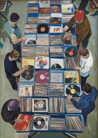 Music Retro Wall Art – Overhead Vinyl Record Store Painting