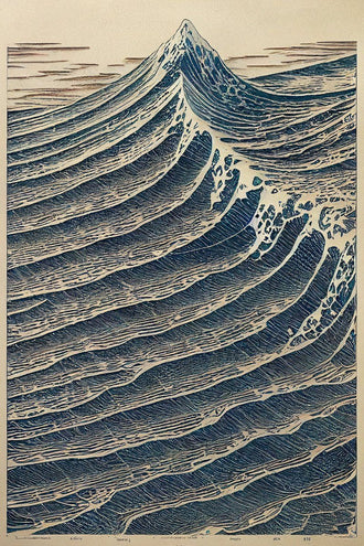 Ocean Wave Traditional Wall Art – Japanese Woodblock Mountain Print