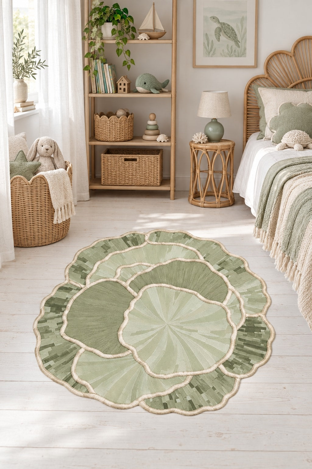 Organic Forms Modern Area Rug – Green in a nursery