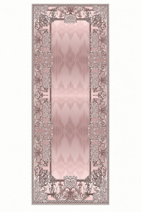 Ornate Geometric Modern Runner Rug – Pink