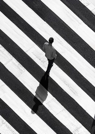 Photography Minimalist Wall Art – Black White Crosswalk Portrait