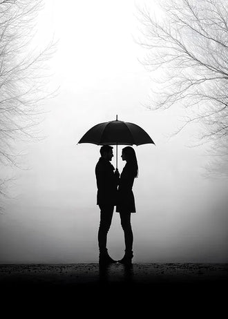 Photography Modern Minimalist Wall Art – Romantic Umbrella Couple Print