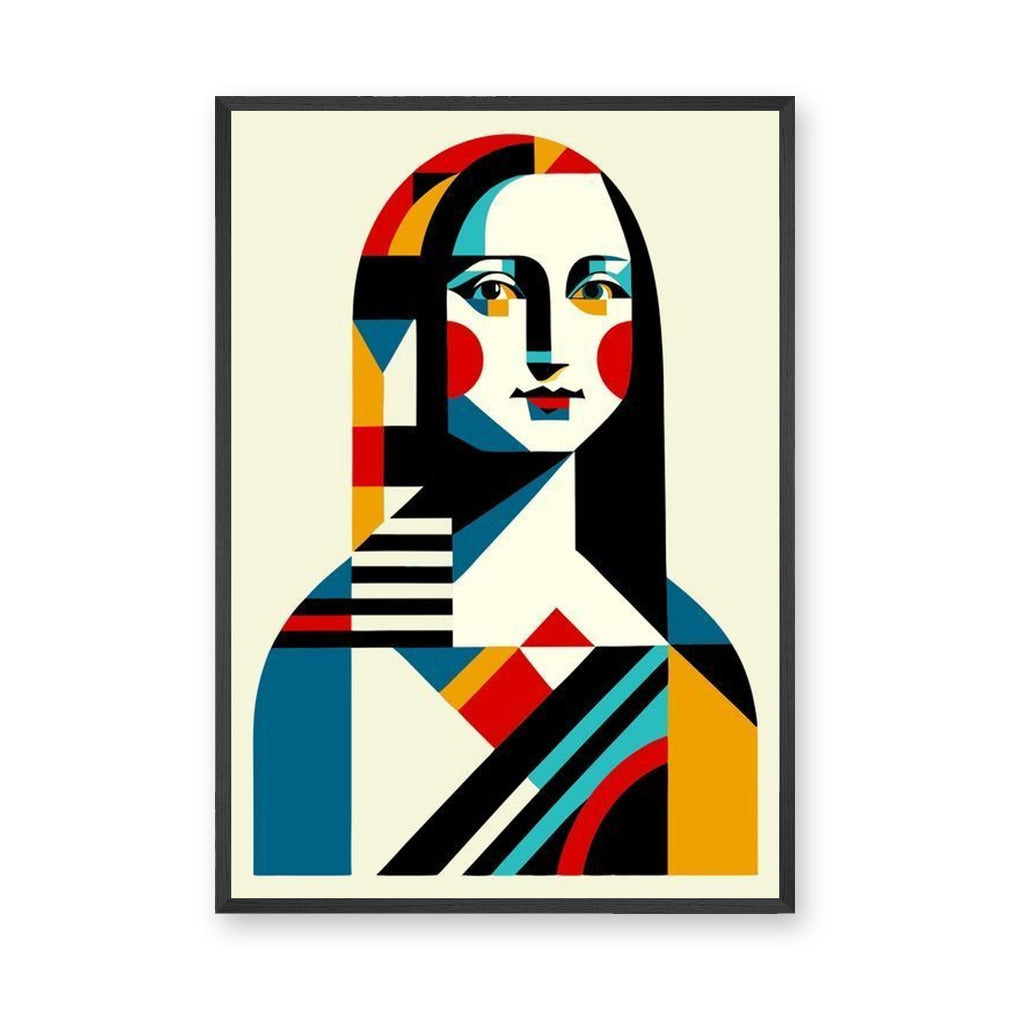 Portrait Geometric Wall Art – Colorful Abstract Mona Lisa Inspired Print