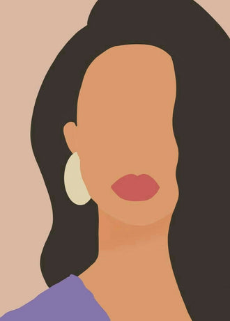 Portrait Minimalist Wall Art – Faceless Woman with Red Lips