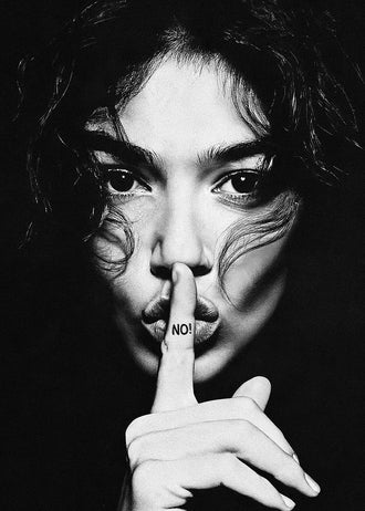 Portrait Modern Wall Art – Black and White No Silence Woman Print