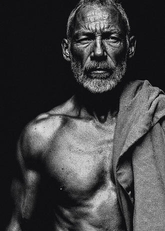 Portrait Photography Modern Minimalist Wall Art – Black-and-White Bearded Man