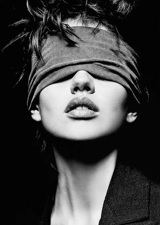 Portrait Photography Modern Wall Art – Black and White Blindfolded Woman