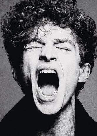 Portrait Photography Modern Wall Art – Black and White Screaming Close-Up