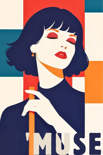 Portrait Pop Art Wall Art – Retro Muse Woman with Bold Typography