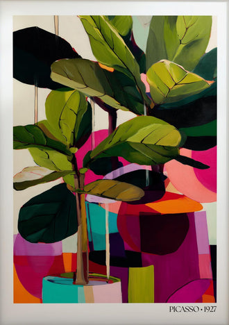 Potted Plant Abstract Botanical Wall Art – Colorful Picasso 1927 Print