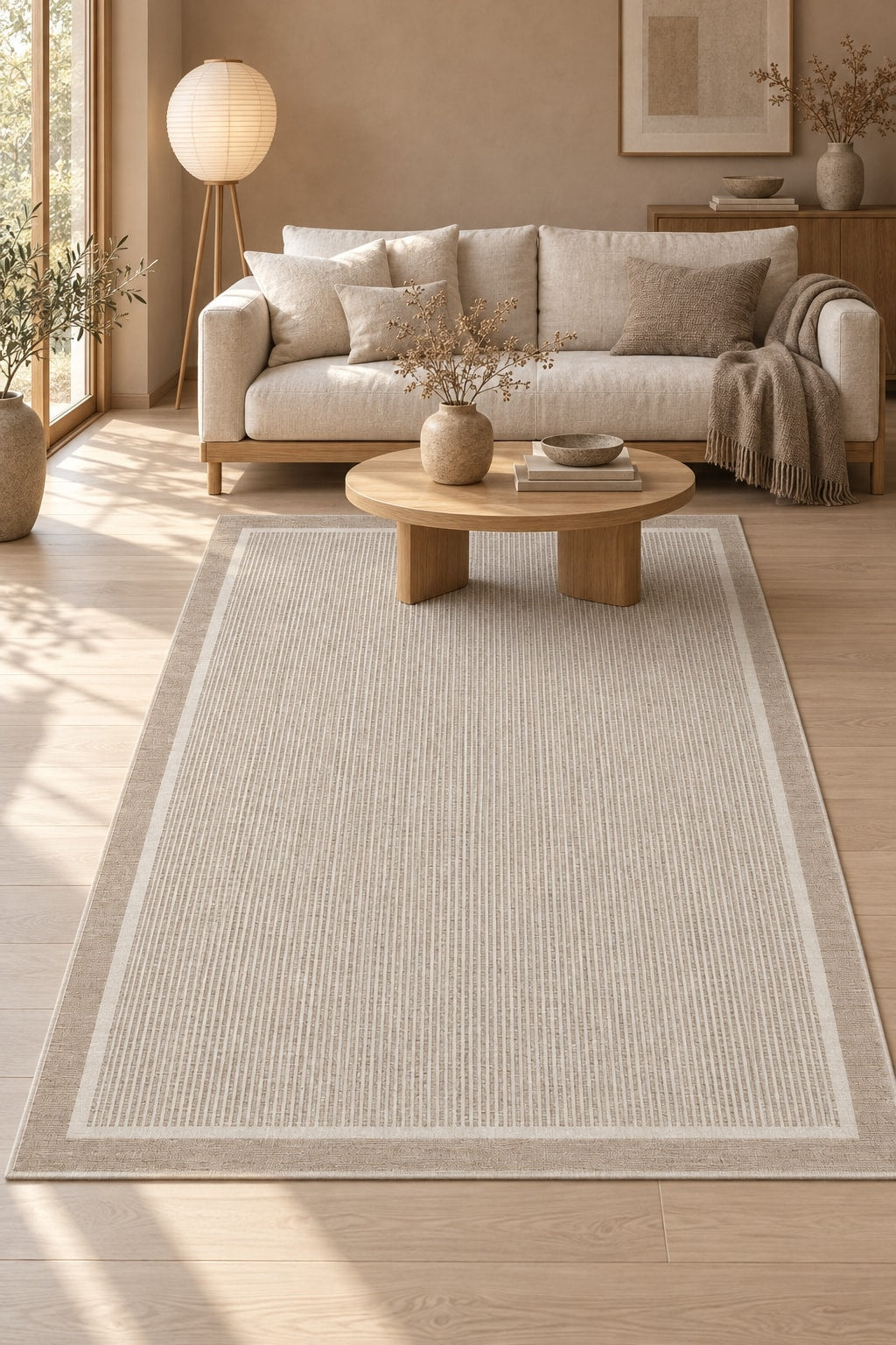 Printed Modern Area Rug in a living room