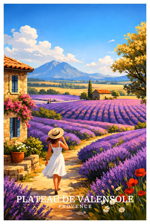 Provence Lavender Fields Vintage Wall Art – Plateau de Valensole Print