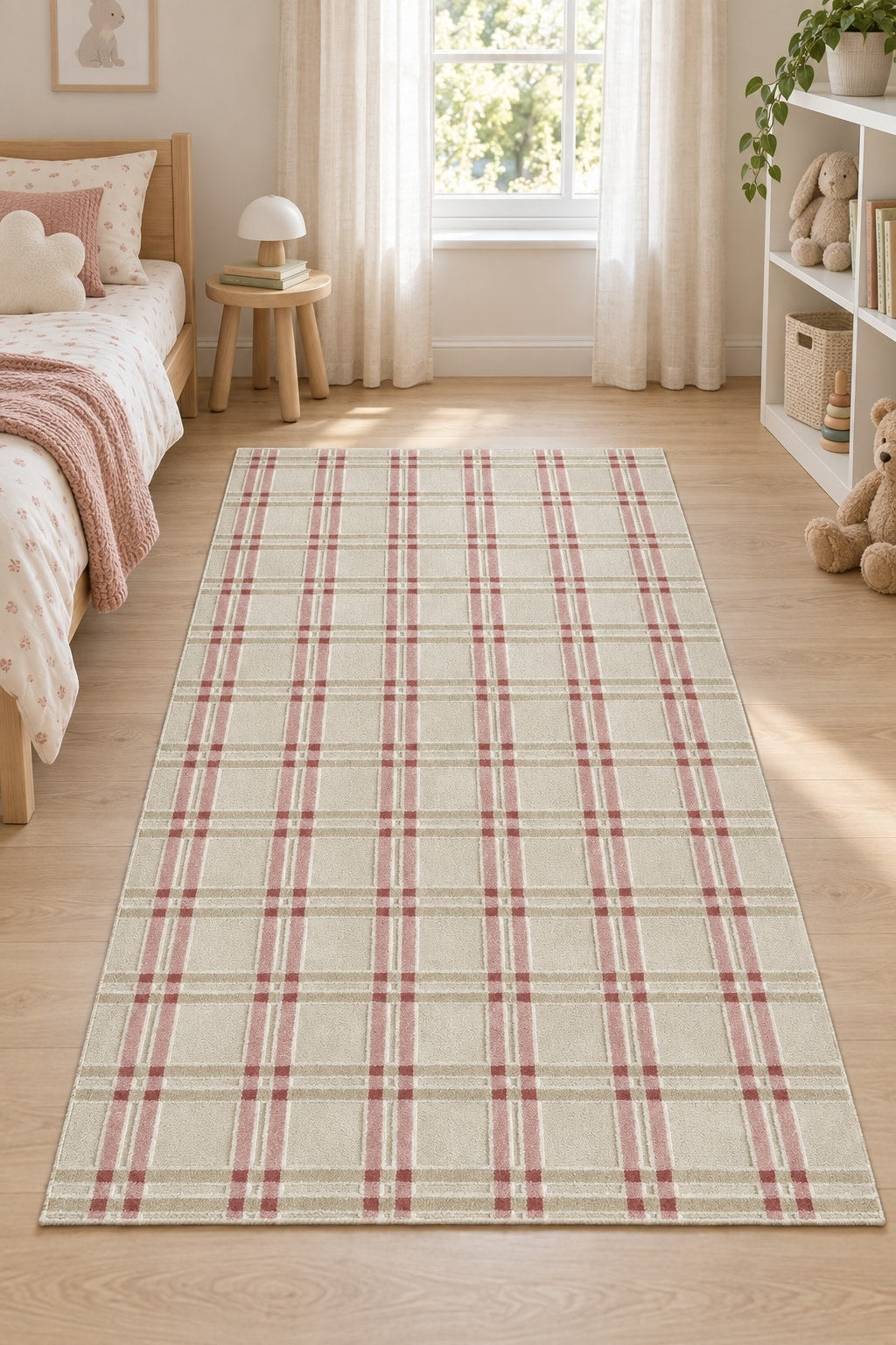 Quincey Plush Kids Area Rug – Plaid in a nursery