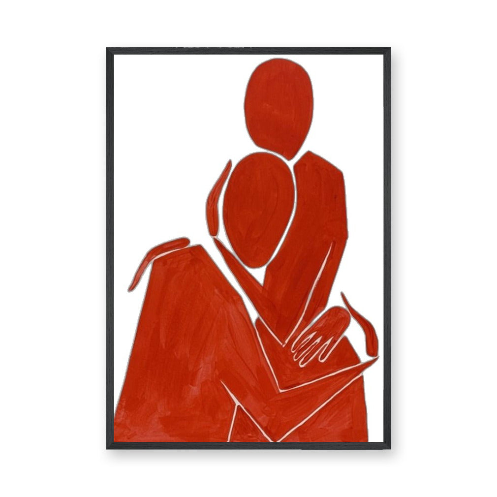 Red Abstract Figure Minimalist Line Art Wall Art – Seated Red Figure