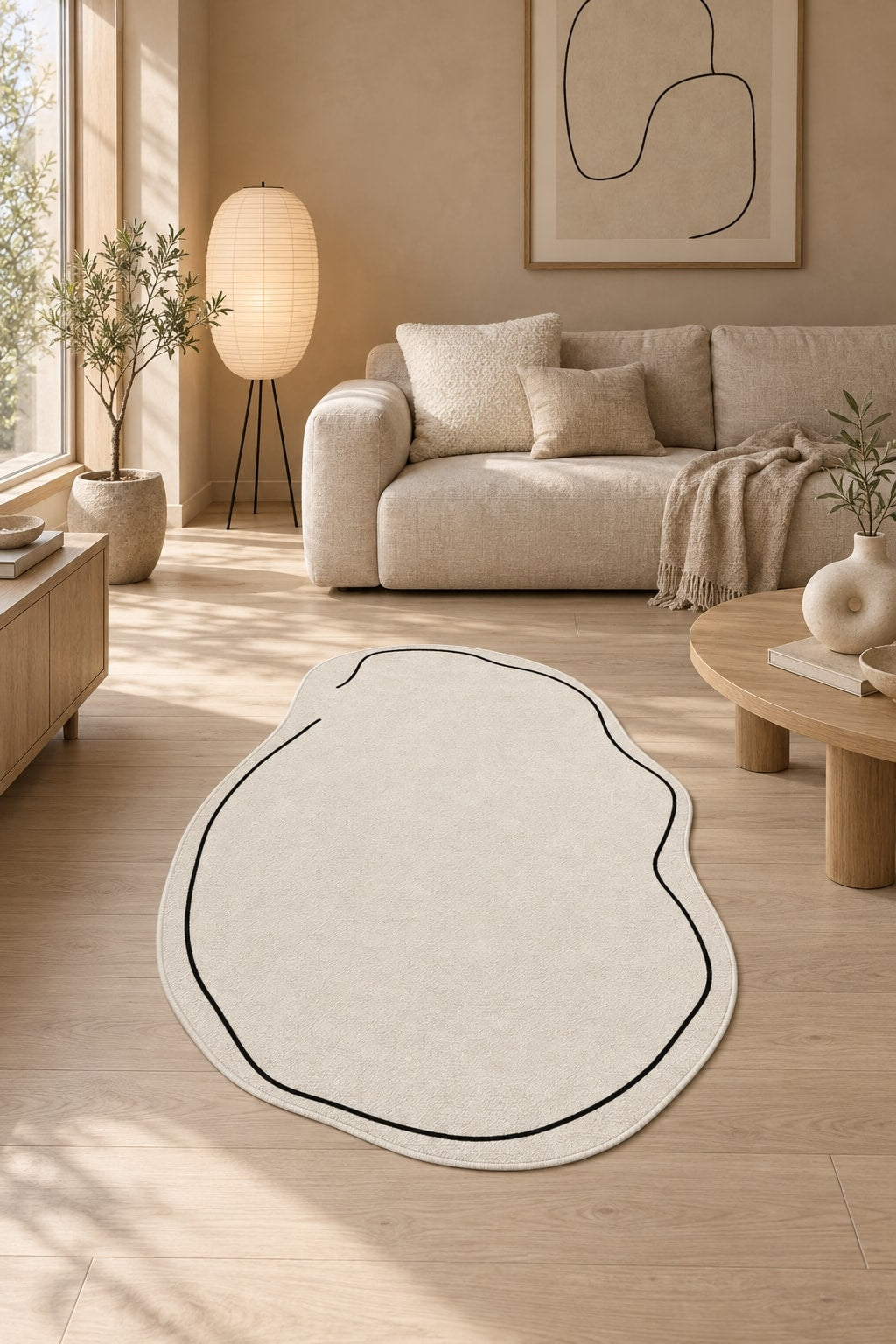 Scandinavian Modern Kitchen Rug in a living room