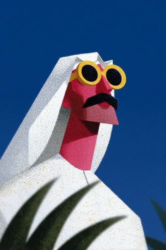Sheikh Portrait Pop Art Wall Art – Yellow Sunglasses on Deep Blue